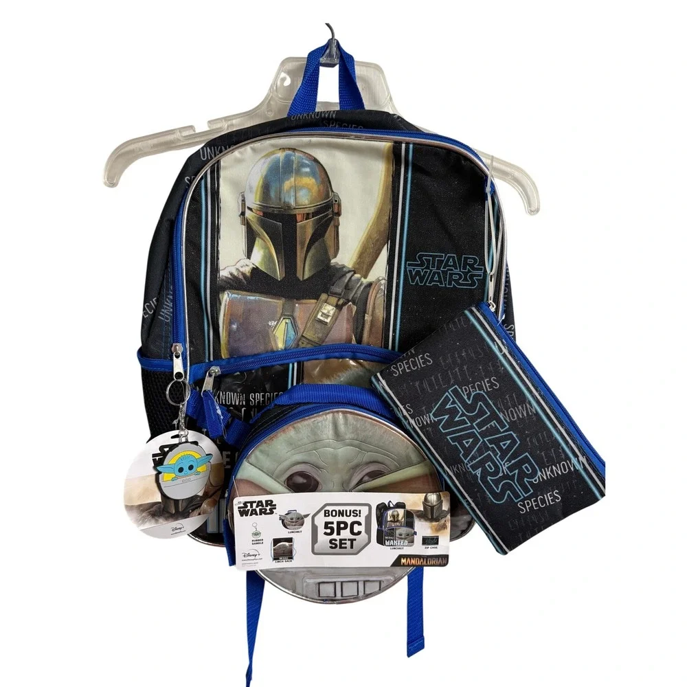 Star Wars The Mandalorian Backpack 5pc Set Grogu The Child Lunch Kit NWT